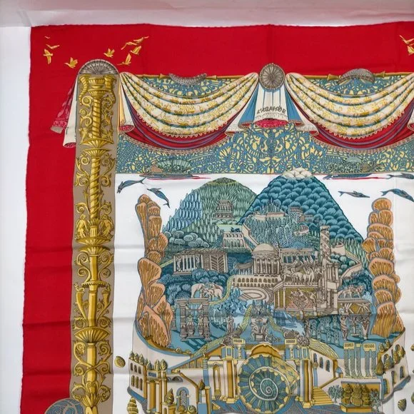 Hermes scarf Carre 90 Reds Silk100% - Picture 7 of 10